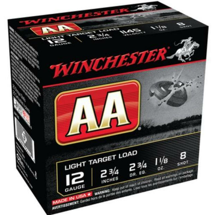 Singular box of Winchester AA Target 12GA 2.75IN 1.125OZ 
