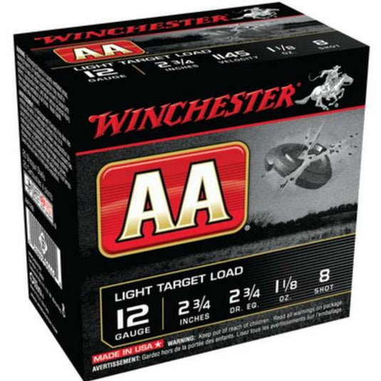 Singular box of Winchester AA Target 12GA 2.75IN 1.125OZ