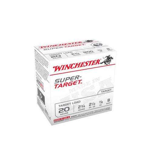 Singular box of Winchester Super Target Load 20GA 2.75IN 7/8OZ 