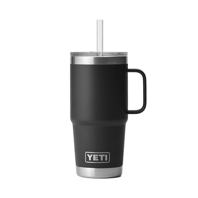 Yeti Rambler 25 OZ Straw Mug in the color Black.