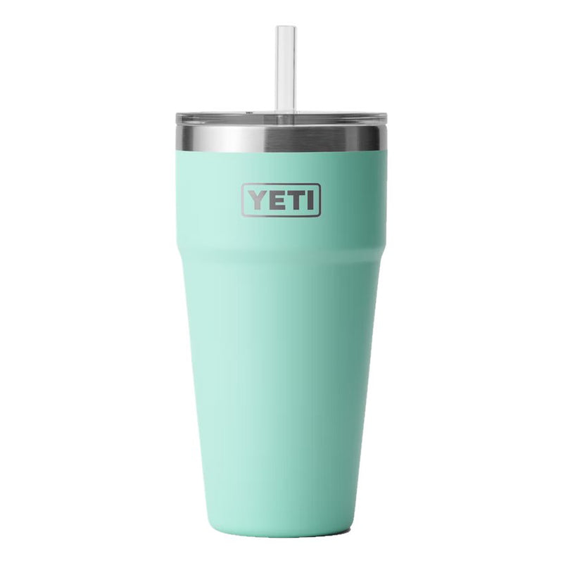 Load image into Gallery viewer, The YETI Rambler 26 oz Stackable Cup with Straw Lid is shown in Seafoam, featuring a stainless steel body and a secure straw lid.  
