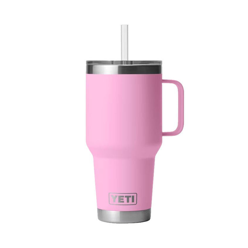 Load image into Gallery viewer, The image shows the YETI Rambler 35 OZ Straw Mug, a sleek stainless steel mug with a straw lid.
