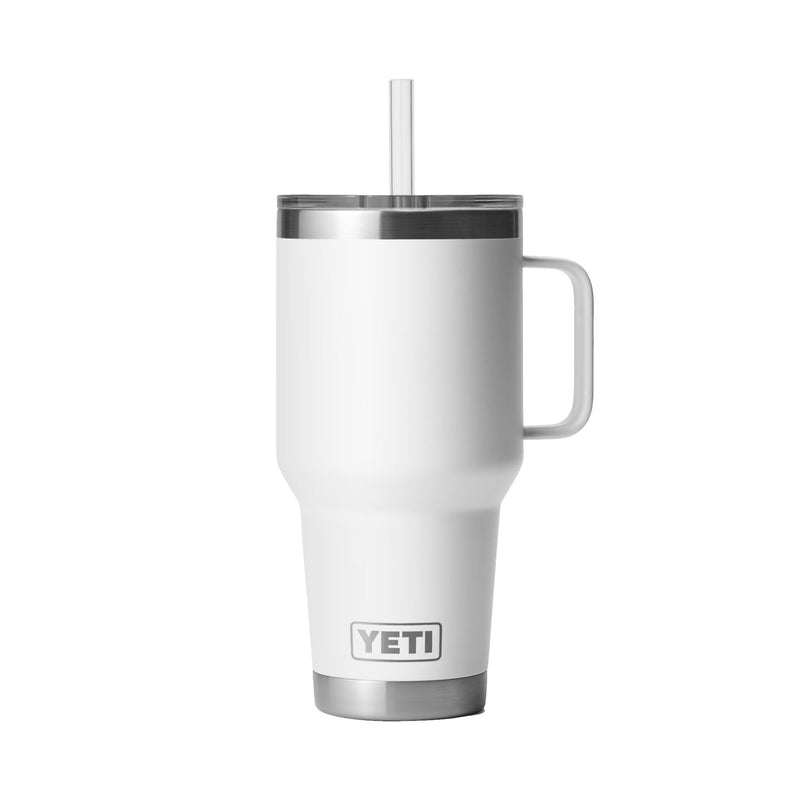 Load image into Gallery viewer, The image shows the YETI Rambler 35 OZ Straw Mug, a sleek stainless steel mug with a straw lid.
